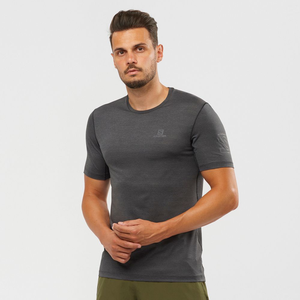 T-Shirts Salomon Homme Noir - Salomon OUTLINE - France (7269-SBJVZ)